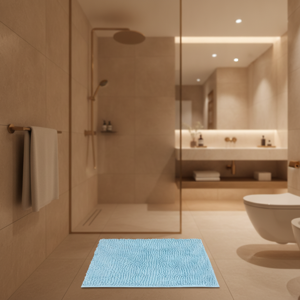 Caterpillar Blue Bath Mat
