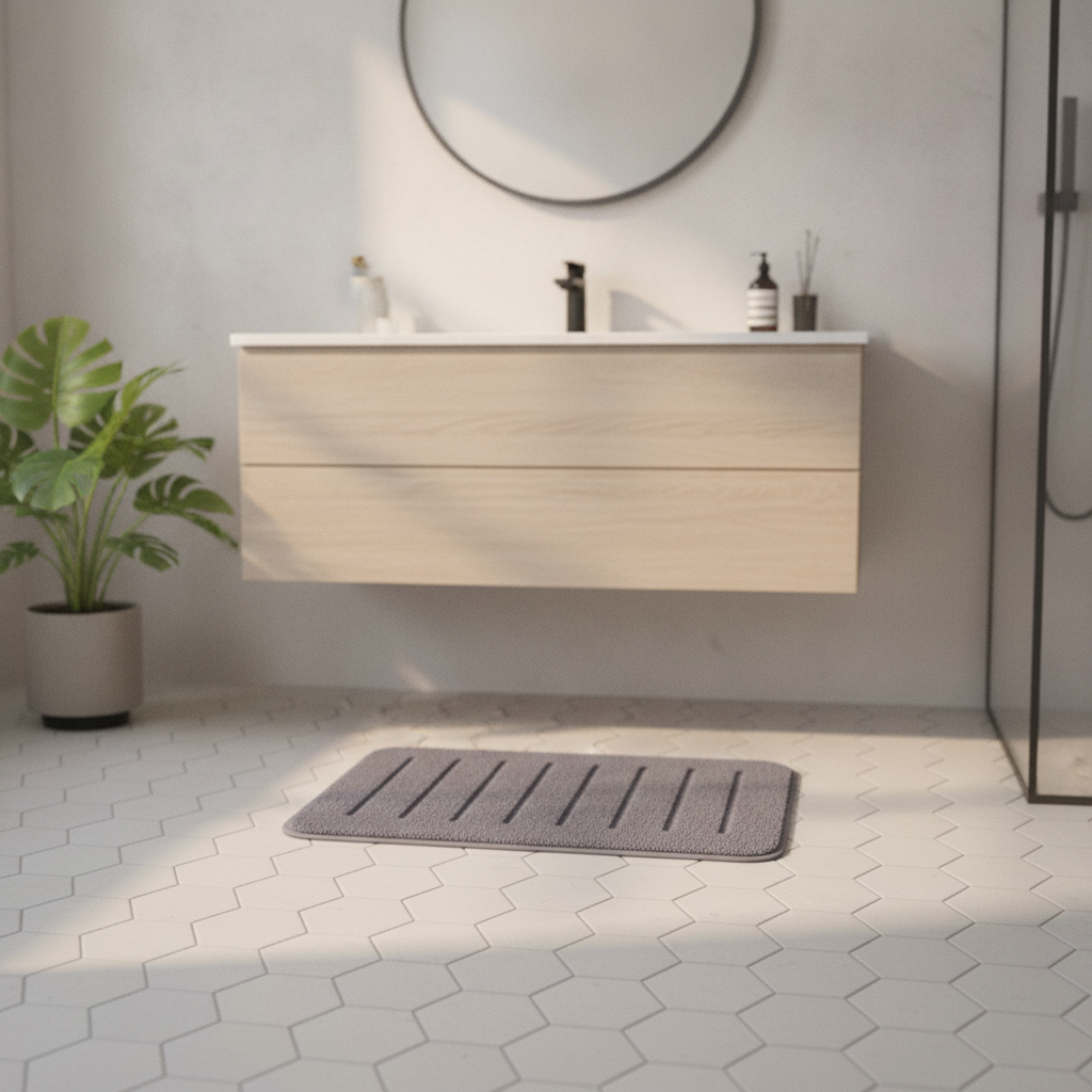 Gray Microfiber Bath Mat