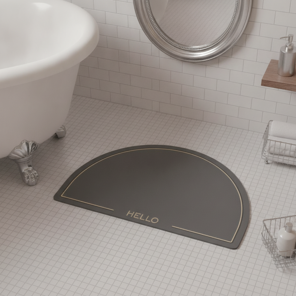 Half Circle Hello Bath Mat