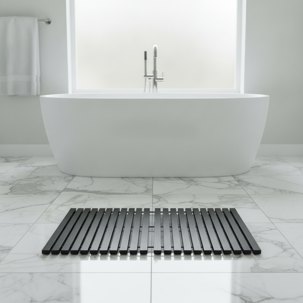 Bamboo Black Bathroom Rug