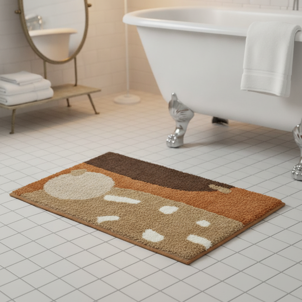 Thick Brown Beige Bath Mat