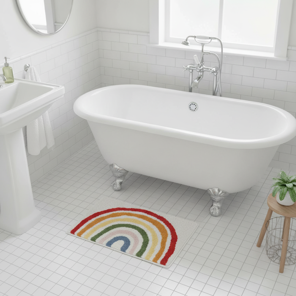 Half Circle Bathroom Rug