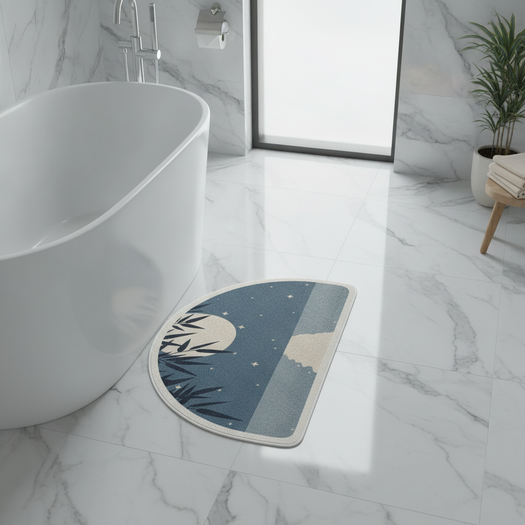 Small Half Moon Bathroom Rug - color variations