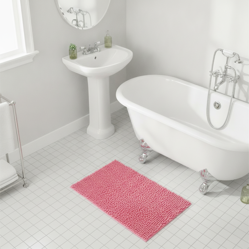 Caterpillar Pink Bath Mat - product detail