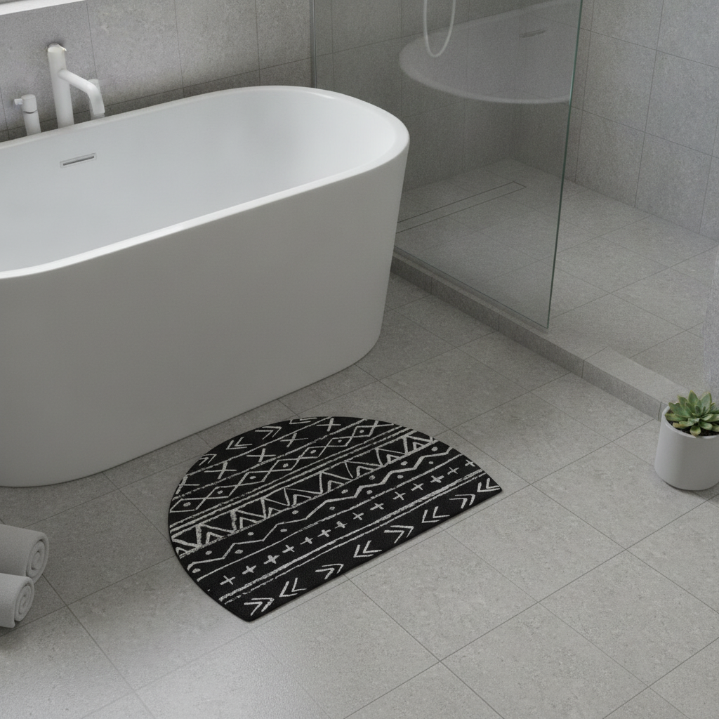 Half Moon Black Bathroom Rug