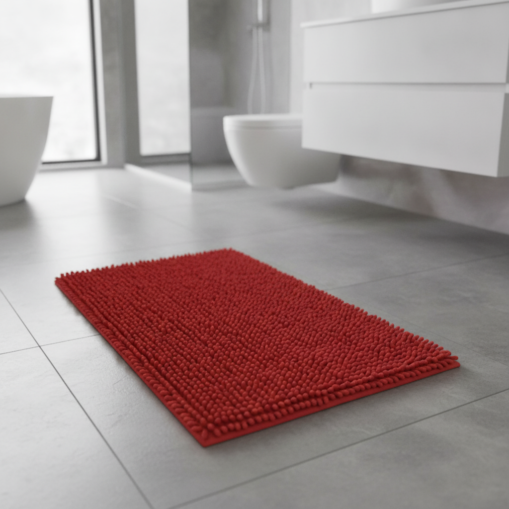 Caterpillar Red Bathroom Rug