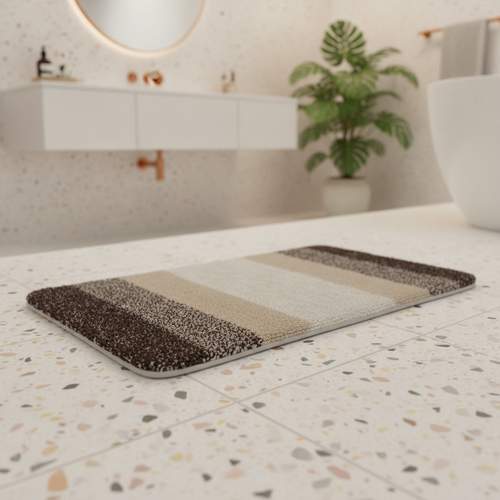 Beige Brown Bath Mat