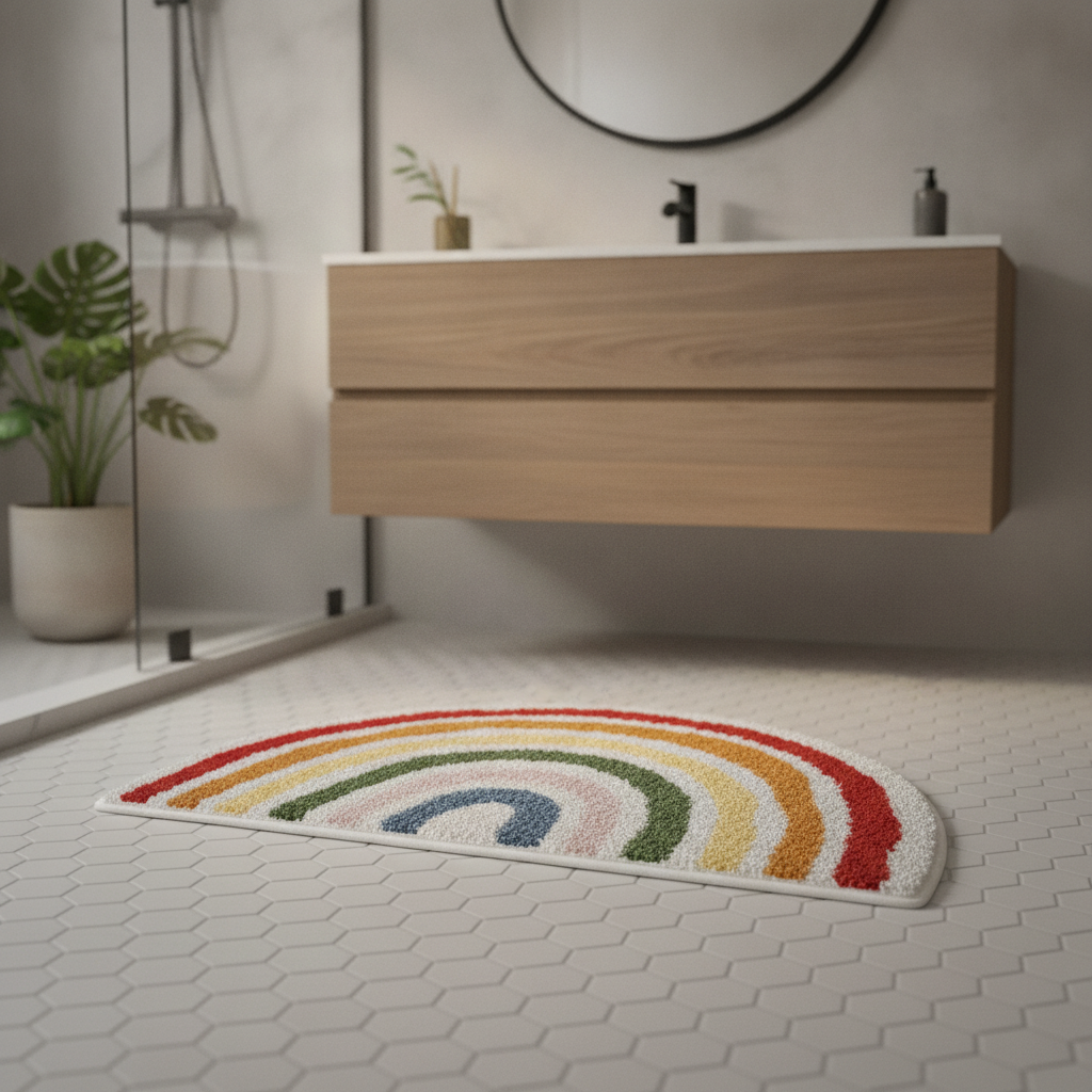 Half Circle Bathroom Rug