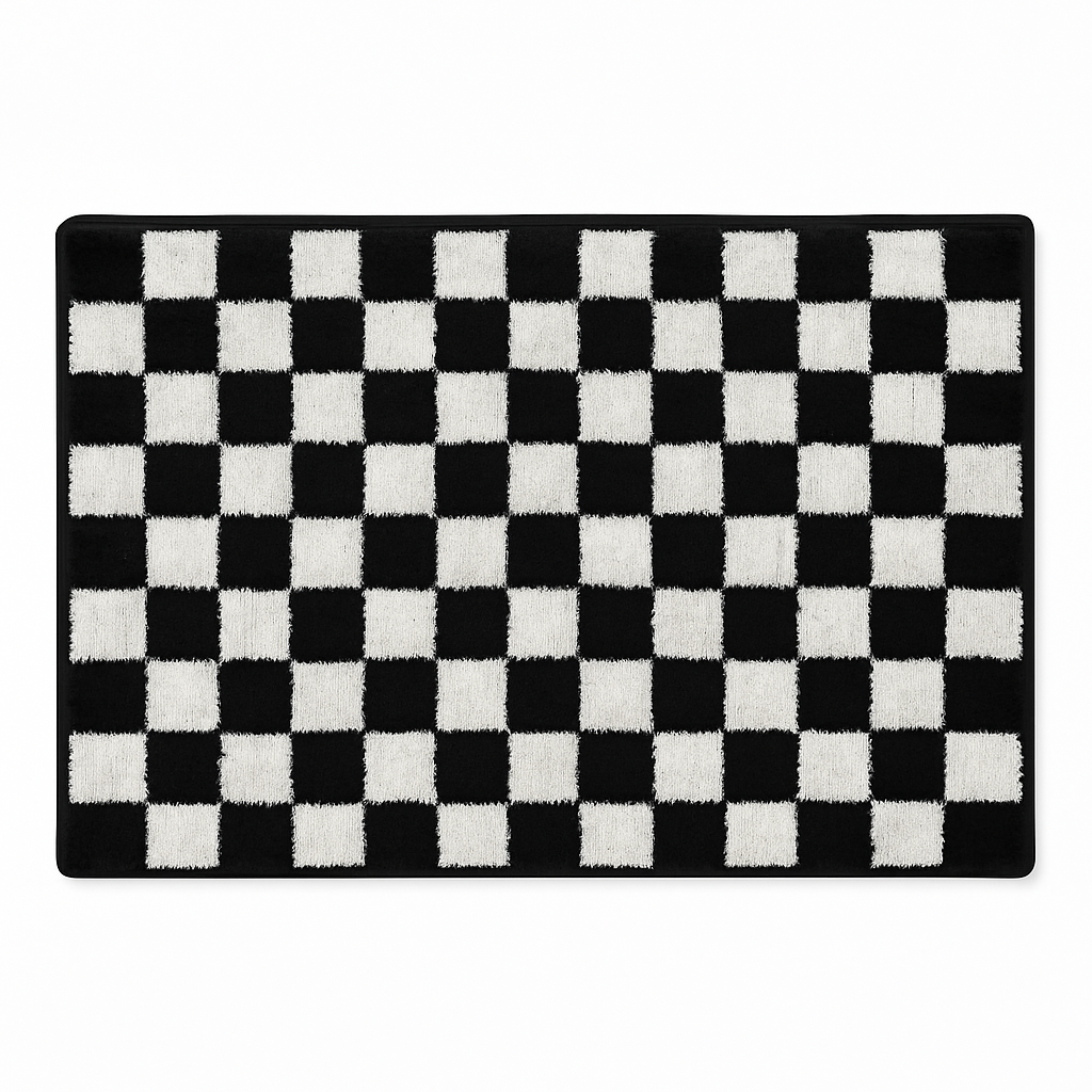 Geometric Black White Bath Mat