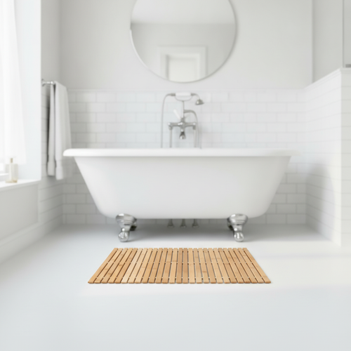 Bamboo Wood Bath Mat - bathroom setting