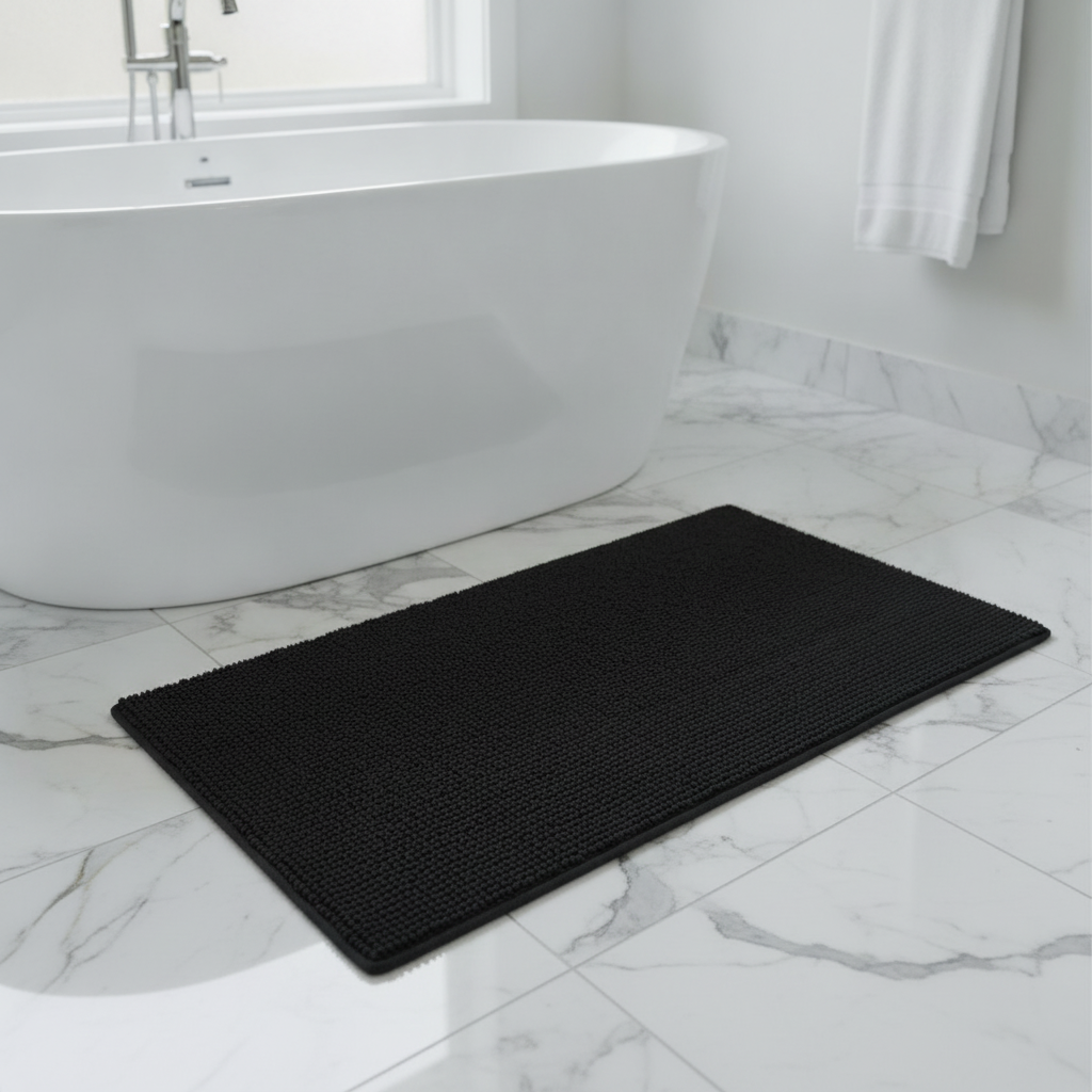 Caterpillar Black Bath Mat