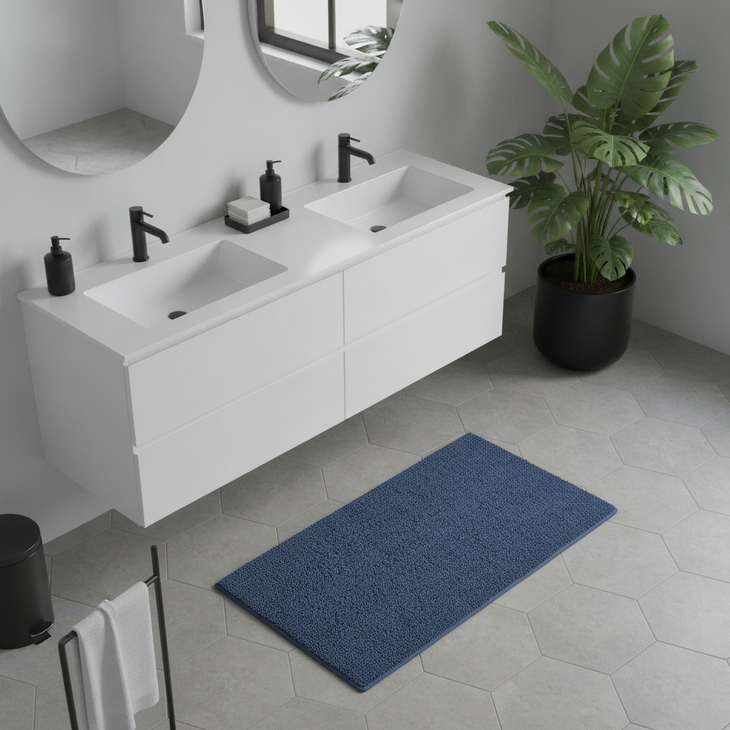 Large Blue Navy Bath Mat