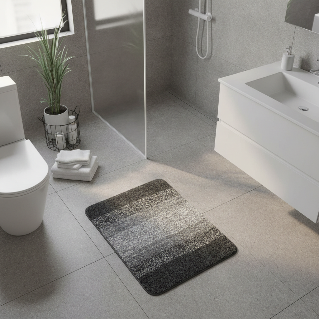Gray White Bath Mat