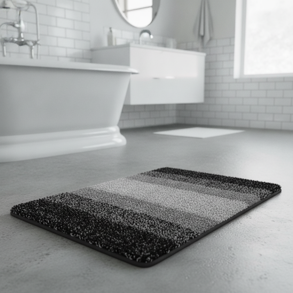 Black White Bath Mat