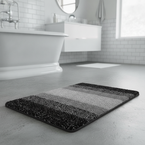 Black White Bath Mat