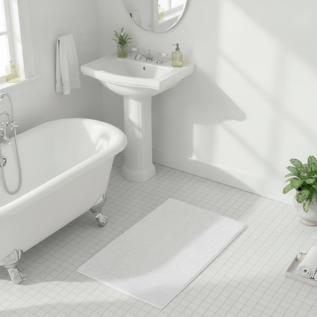 Non-Slip White Bath Mat