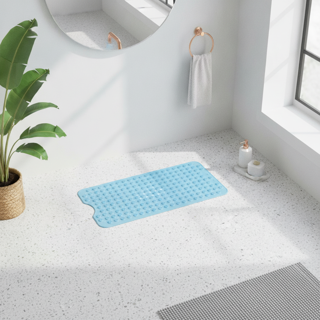 Bathrug Non-Slip Blue Bath Mat