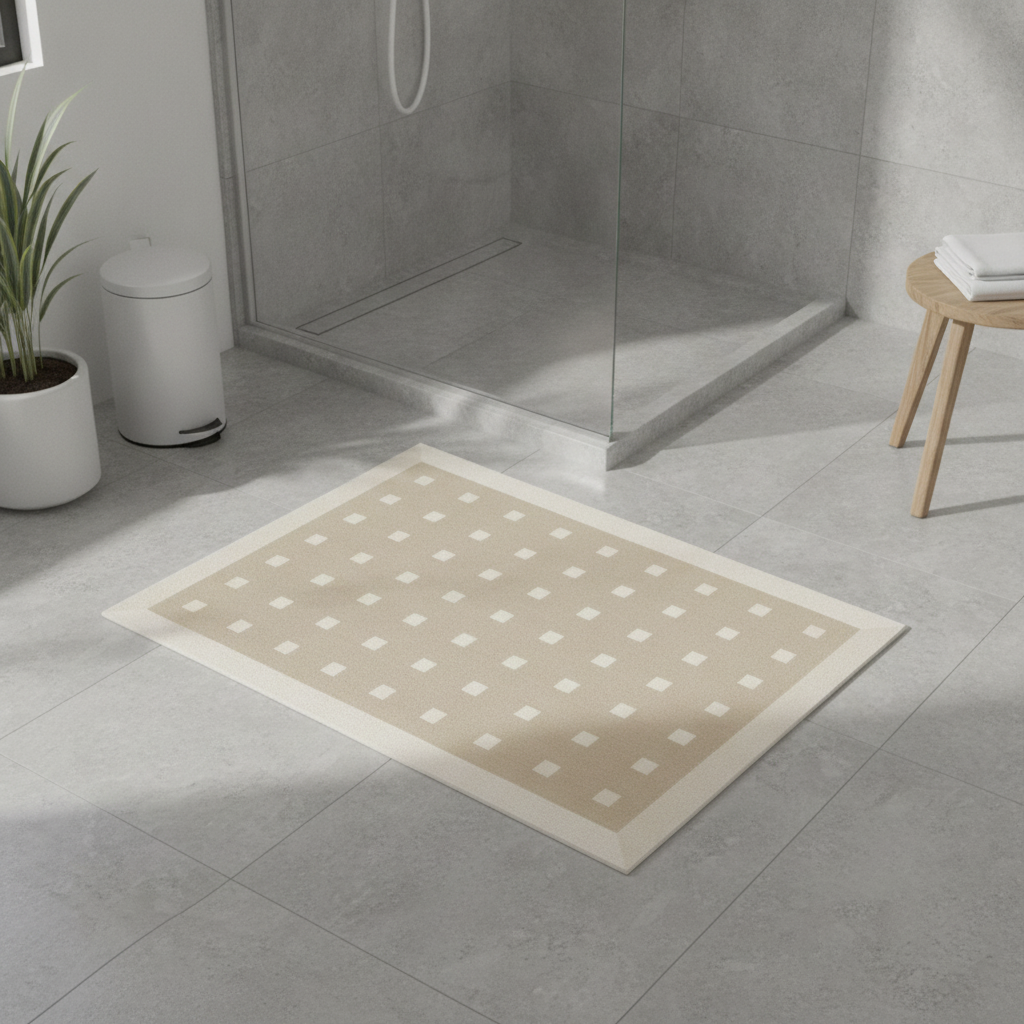 Diatomite Checkered Beige Bath Mat