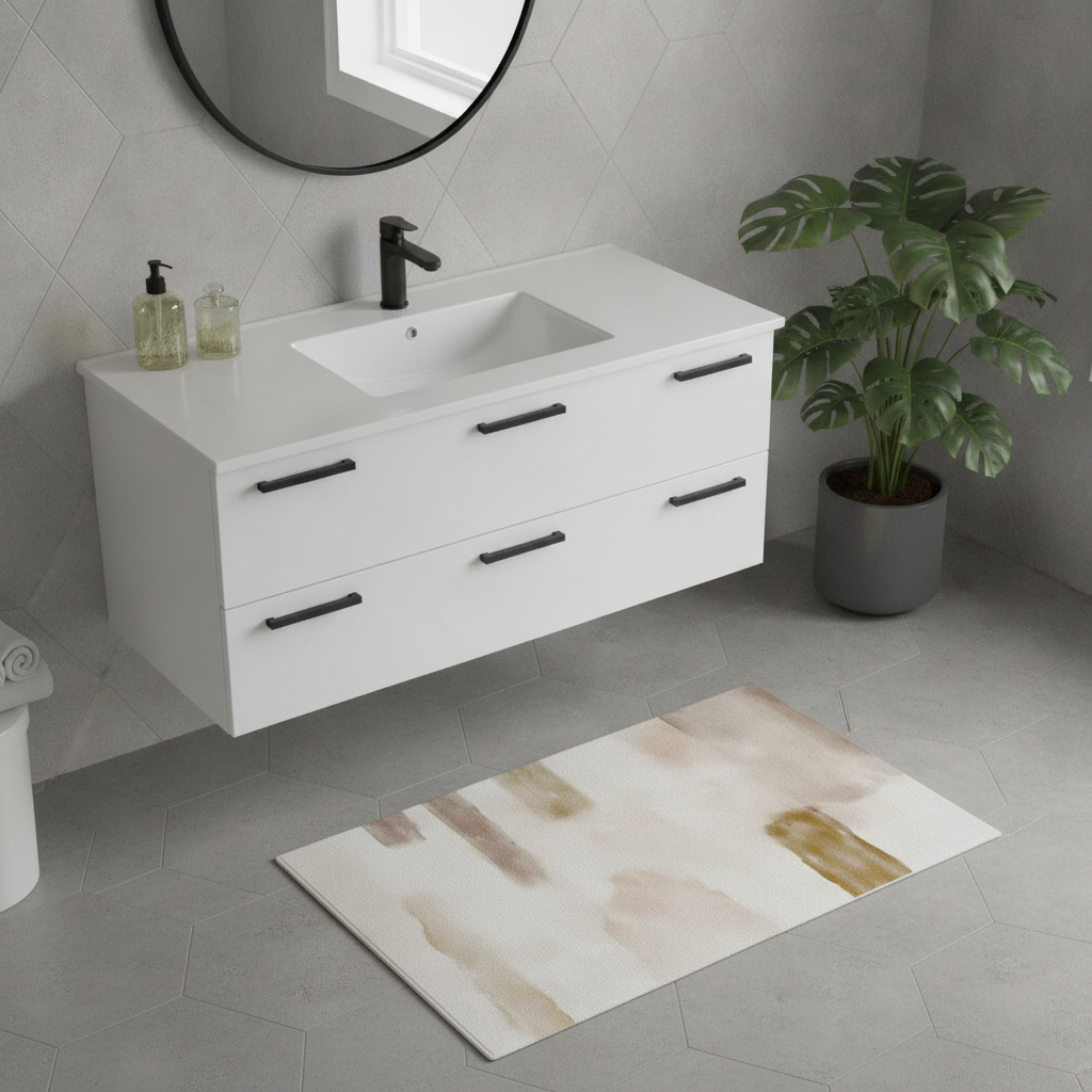 Beige Bathroom Rug - bathroom setting