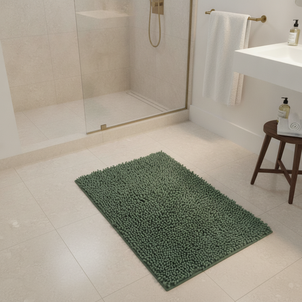 Caterpillar Green Dark Bath Mat