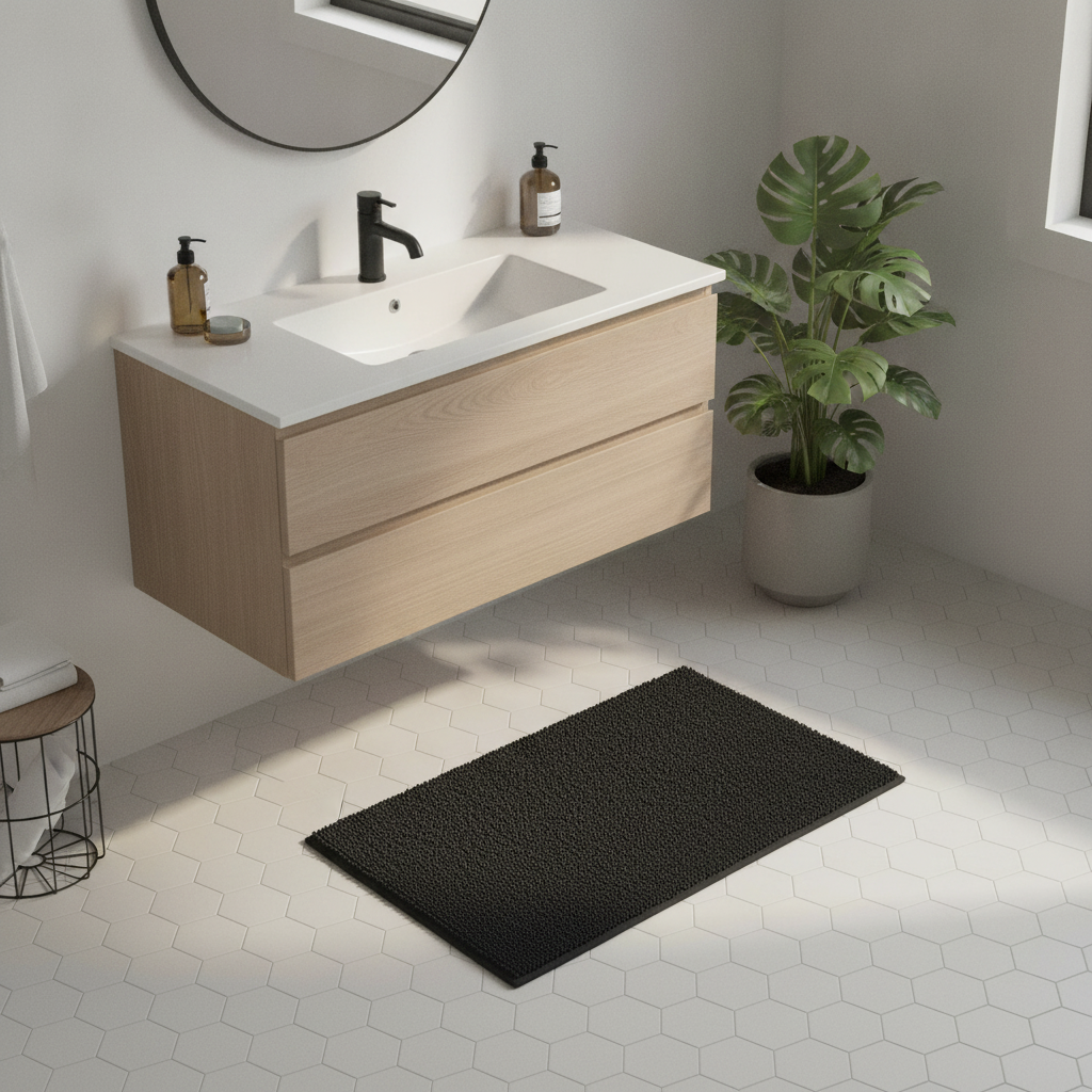 Black 120 Cm Bath Mat