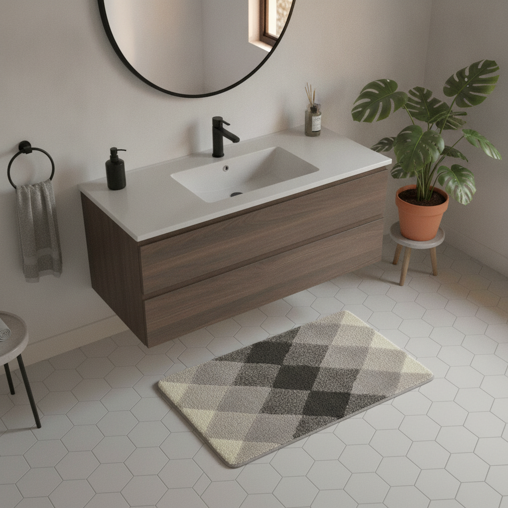 Pattern Checkered Bath Mat