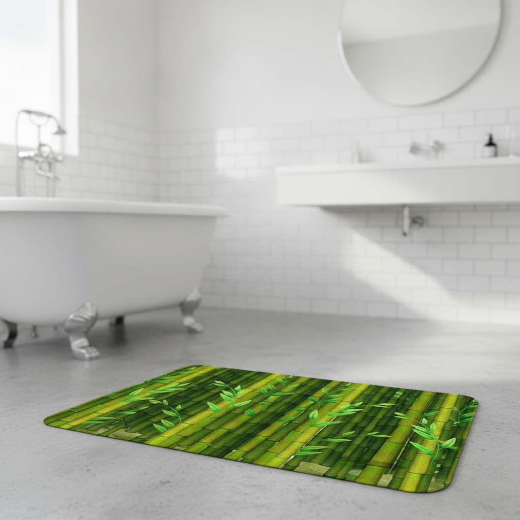 Green Bamboo Bath Mat