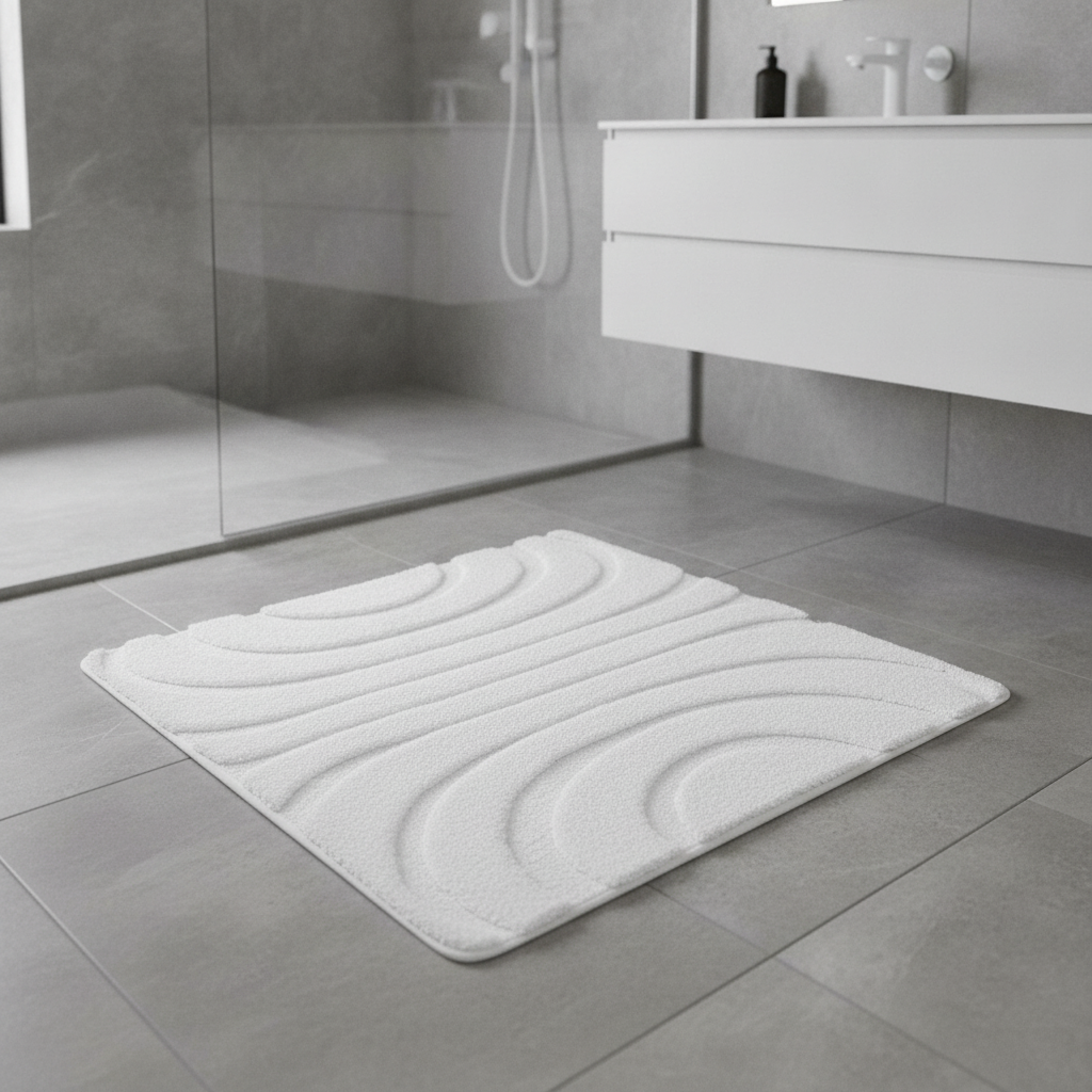 White Bathroom Rug - bathroom setting