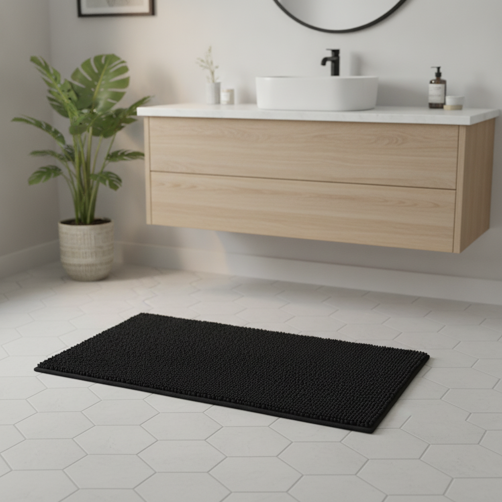Black 120 Cm Bath Mat