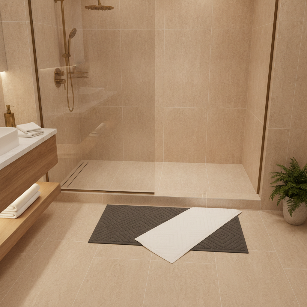 Absorbent Cotton Bathroom Rug - close-up texture