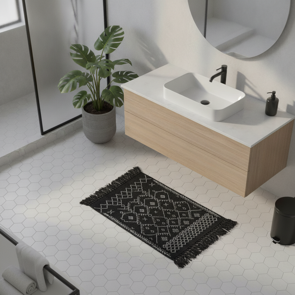 Black Bathroom Carpet Set