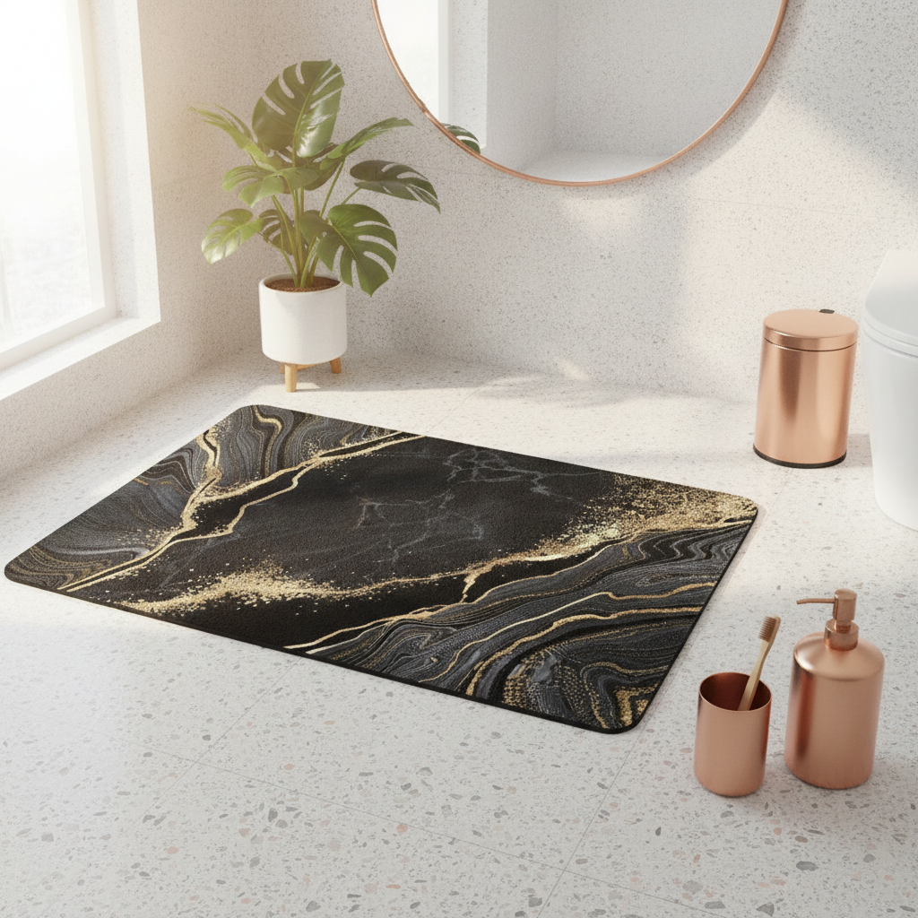 Black Gold Bath Matte
