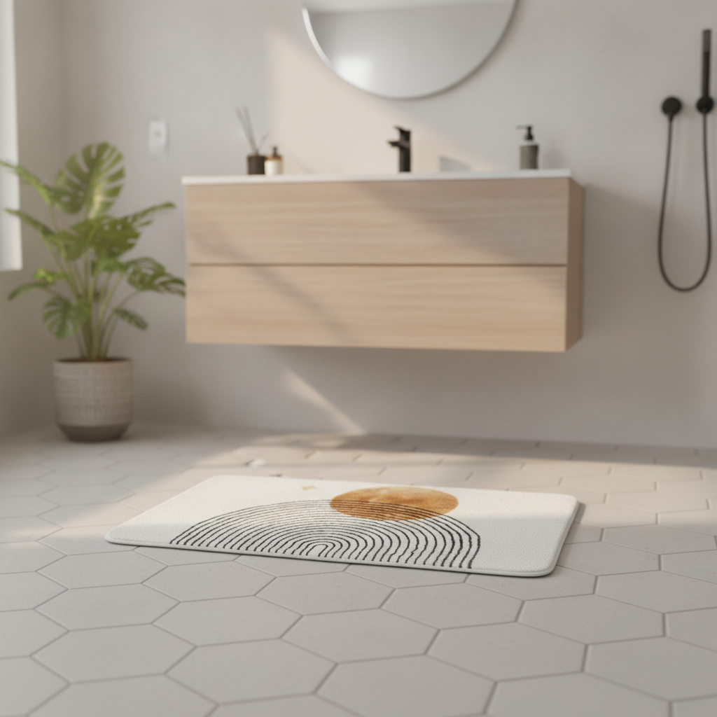 Large Brown Design Bath Mat