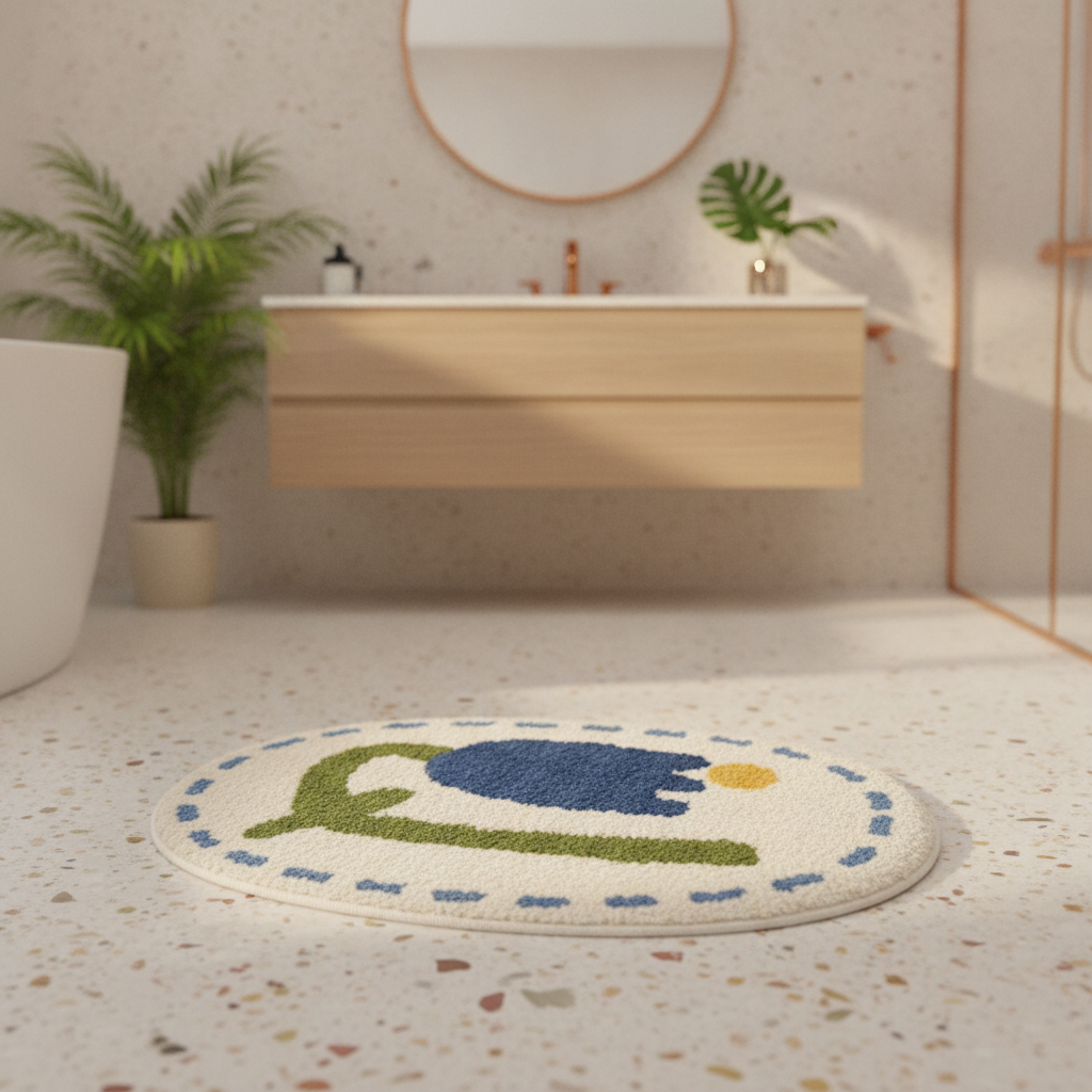 Oval Bathroom Rug - bathroom setting