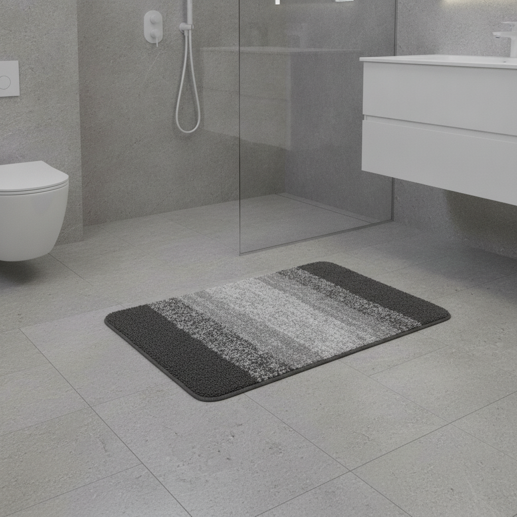 Gray White Bath Mat