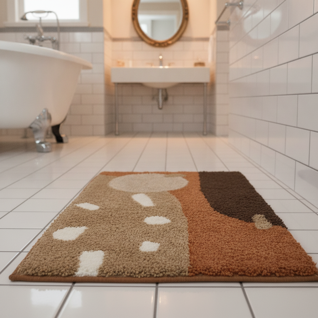 Thick Brown Beige Bath Mat