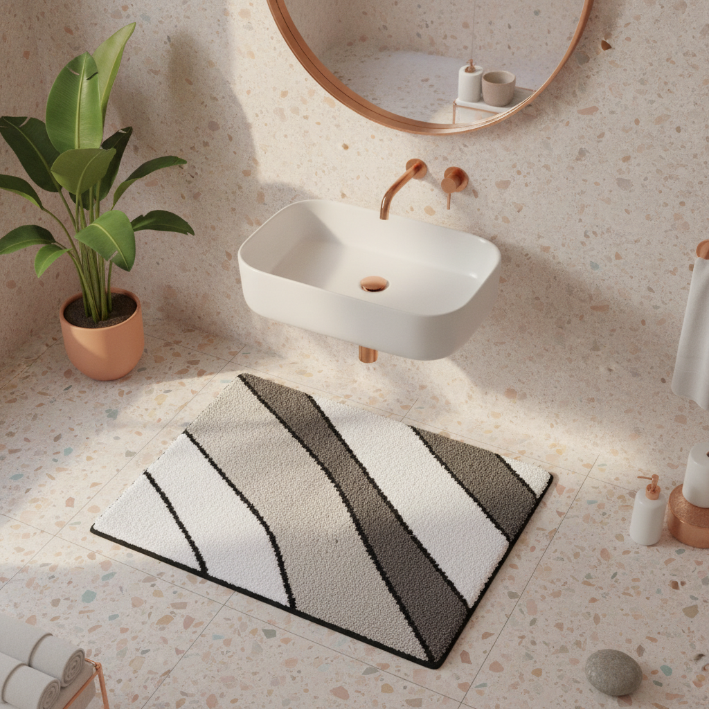 White Gray Black Bath Mat - care instructions