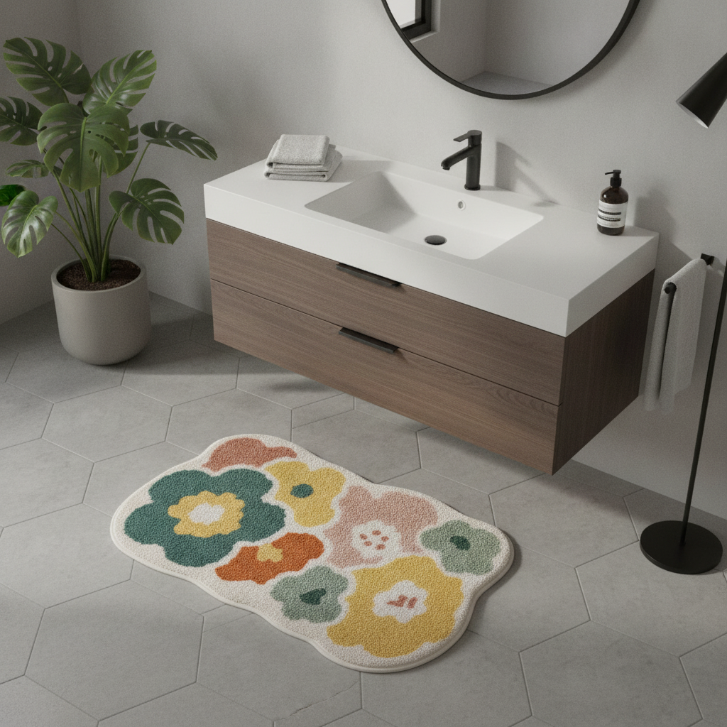 Flower Bathroom Rug - color variations