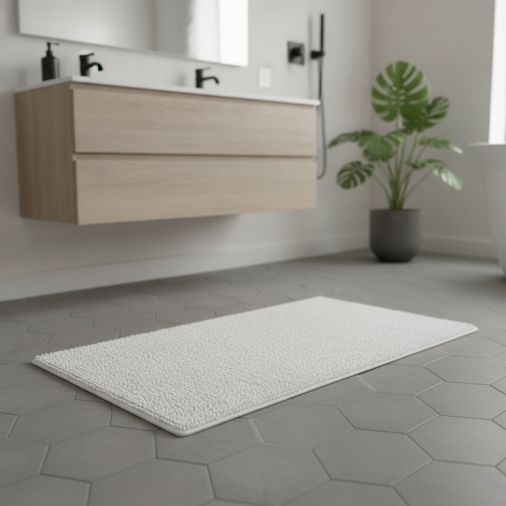 Caterpillar White Bath Mat