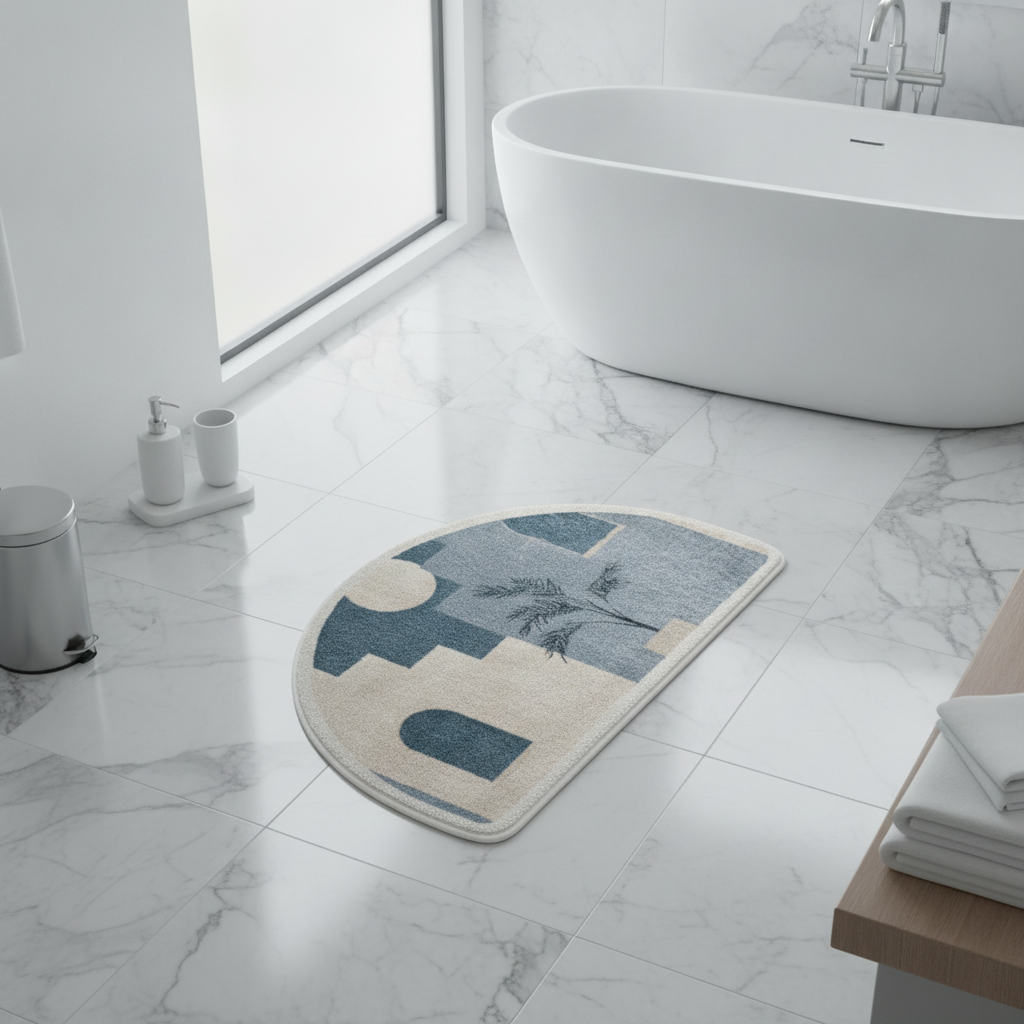 Half Moon Blue Bath Mat