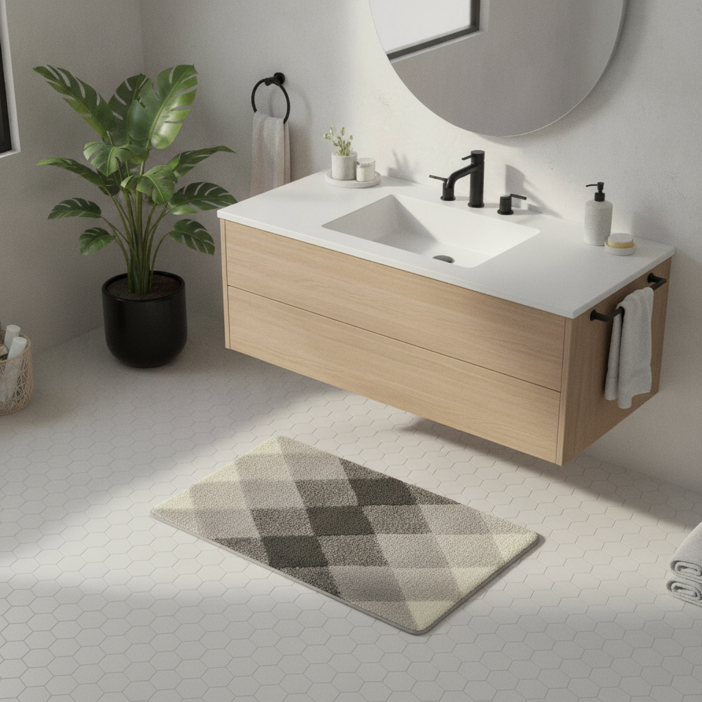 Checkered Bath Mat