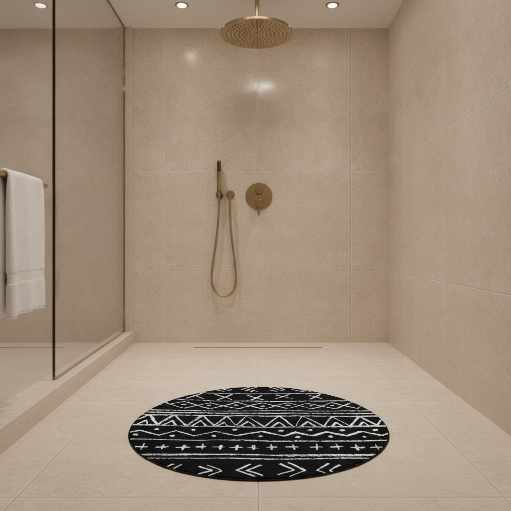Half Moon Black Bathroom Rug