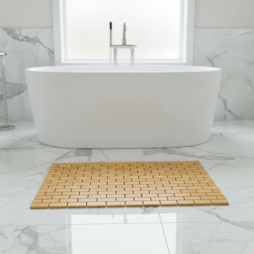 Small Bamboo Bathroom Rug - bathroom setting