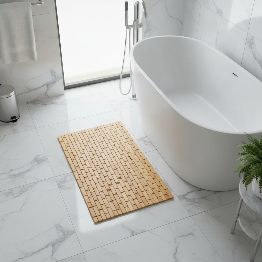 Small Bamboo Bathroom Rug - size comparison