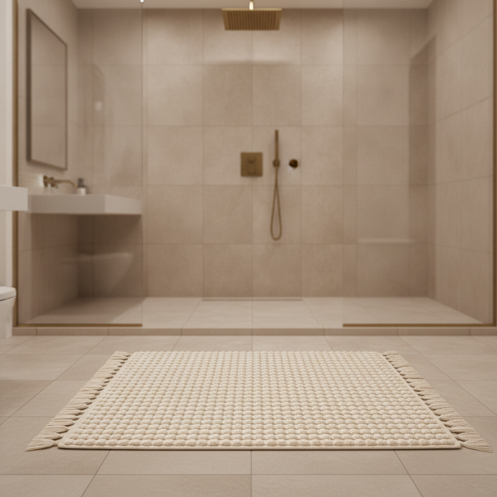 Boho Bath Mat - size comparison