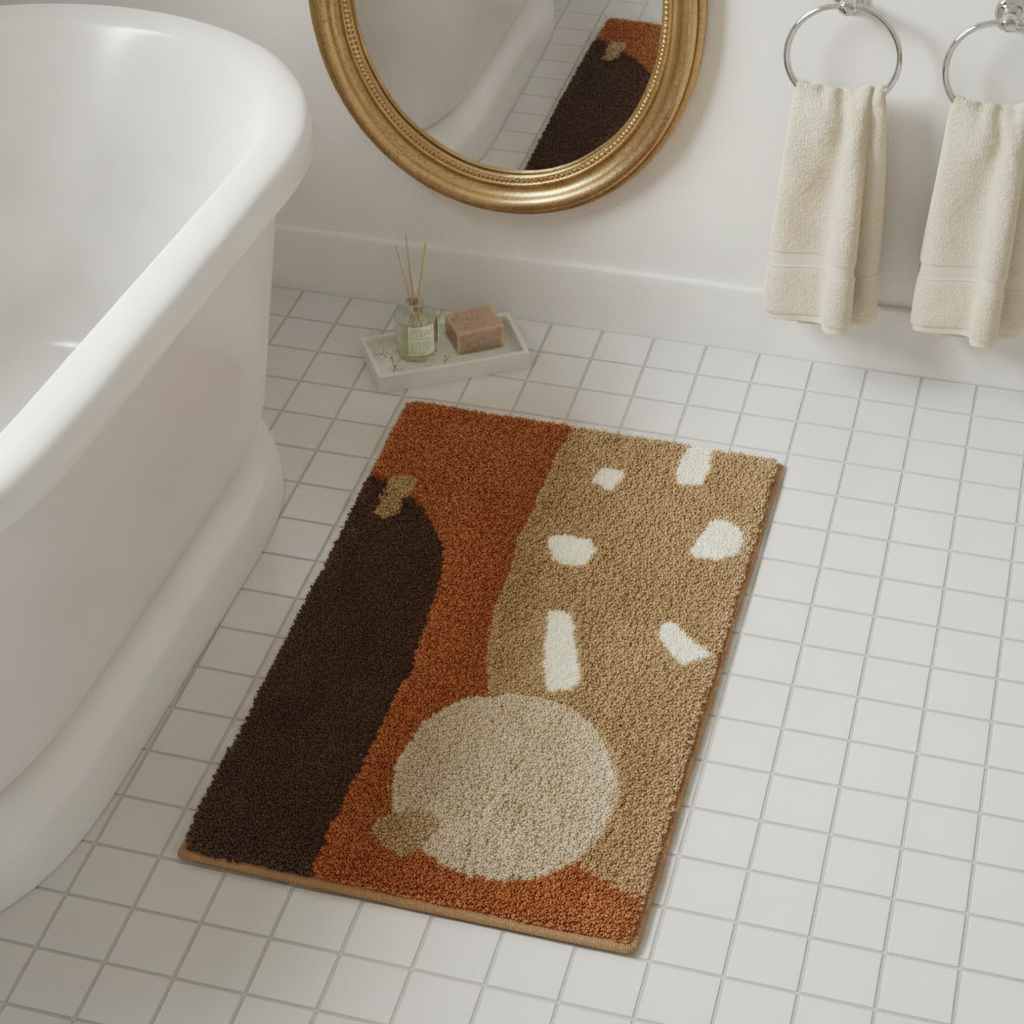 Thick Brown Beige Bath Mat