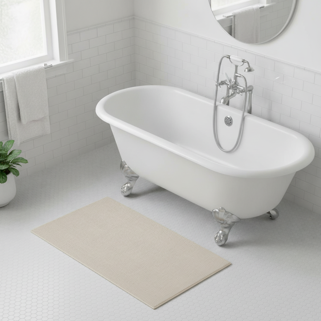 Gray Light Bathroom Rug - bathroom setting