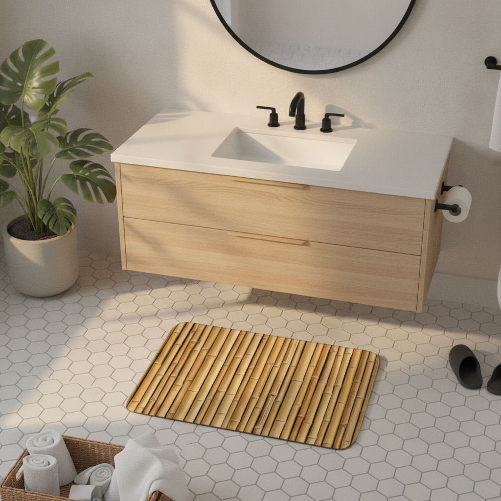 Bamboo Imitation Bath Mat