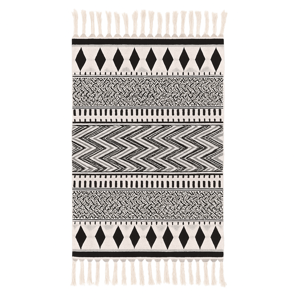 Black Patterned Bath Mat