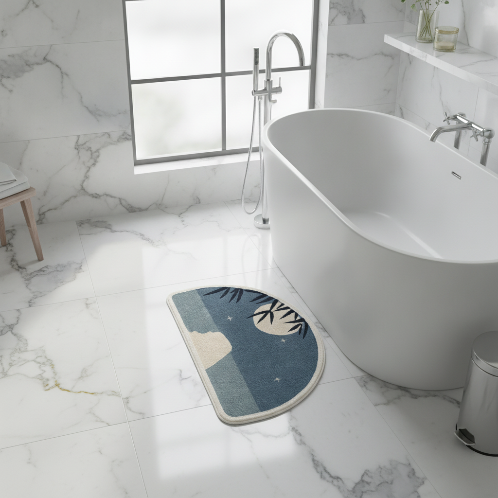 Small Half Moon Bathroom Rug - bathroom setting